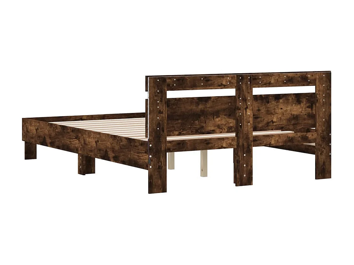 Bedframe met LED zonder matras gerookt eiken 135x190 cm