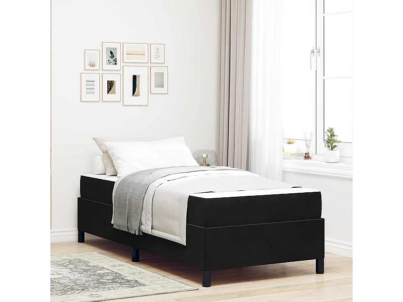 Zwart-wit bedframe en zwart 90 x 200 cm fluweel