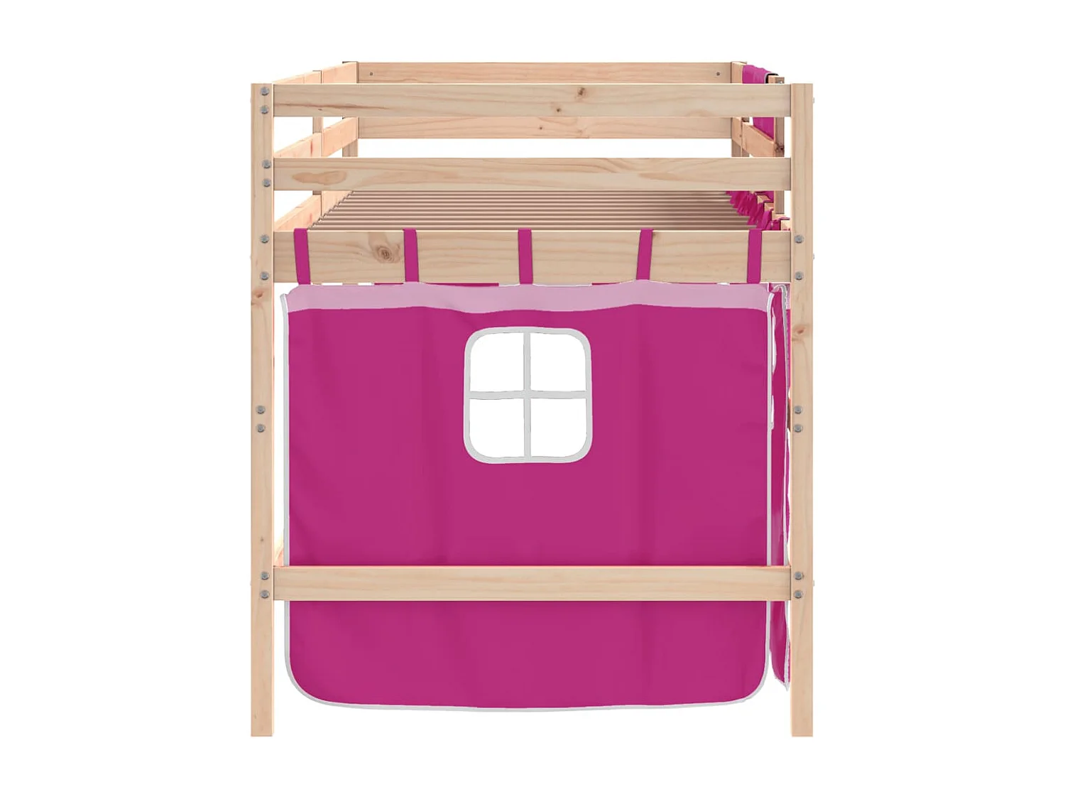 Letto a soppalco per bambini con tende senza materasso rosa 80x200cm