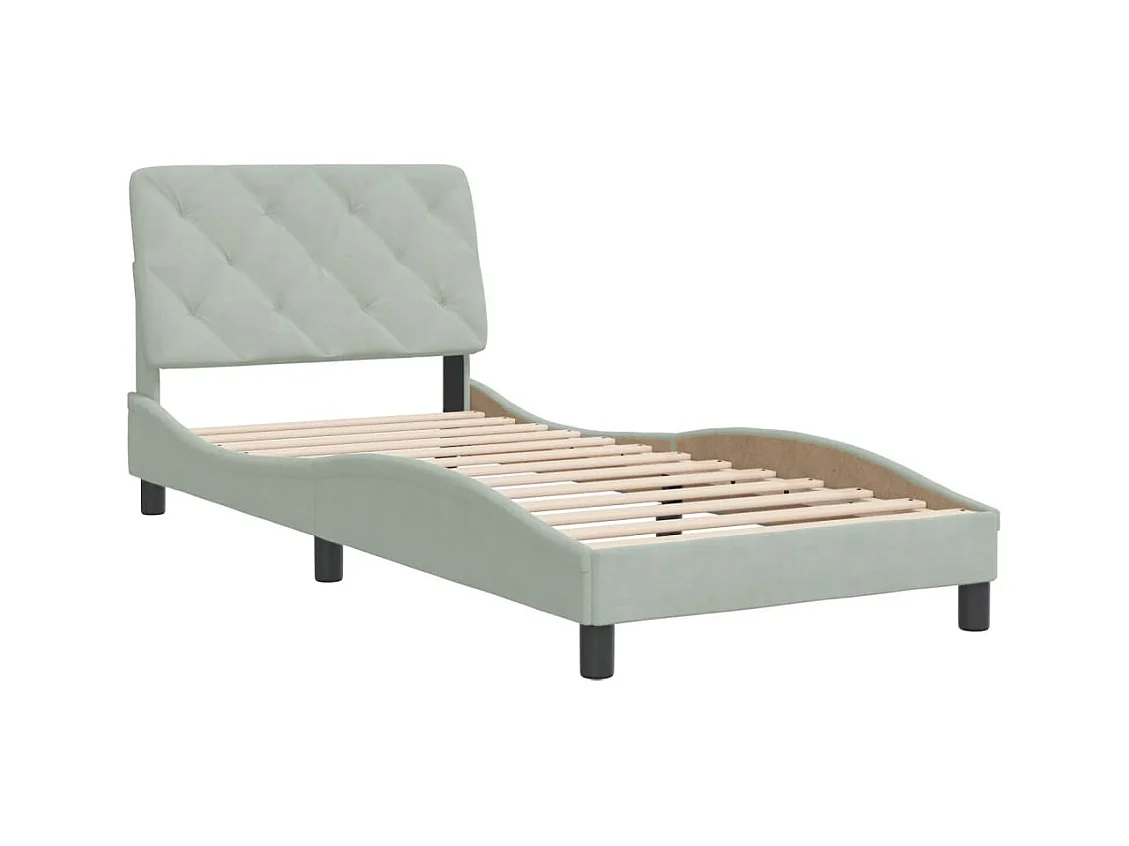 Estructura de cama sin colchón gris claro 90x190 cm terciopelo