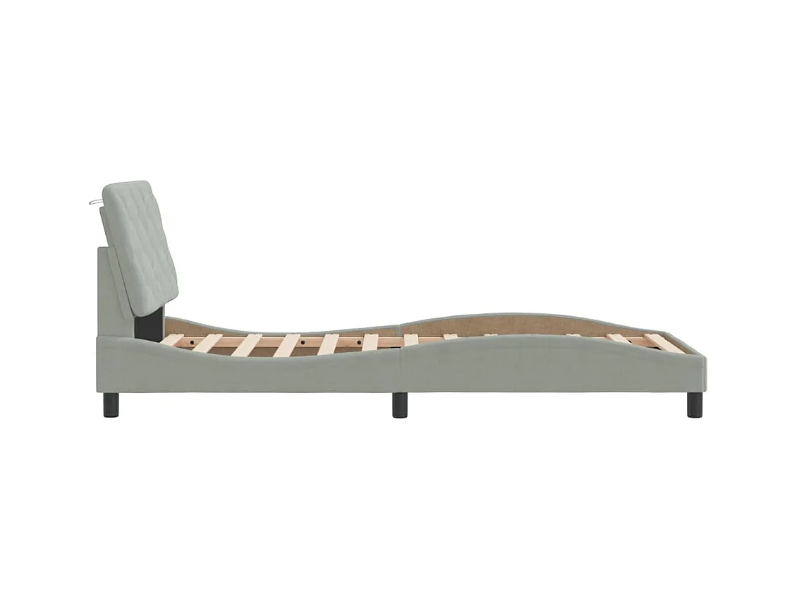 Estructura de cama sin colchón gris claro 90x190 cm terciopelo