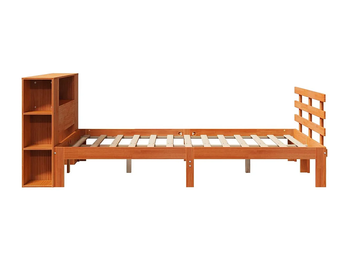 Cama biblioteca sin colchón marrón cera 140x190 cm pino macizo