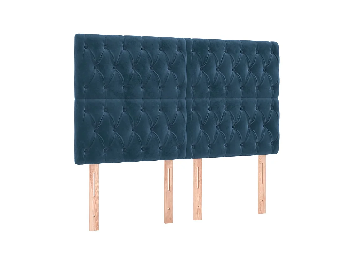 Struttura letto senza materasso blu scuro 160x200 cm velluto