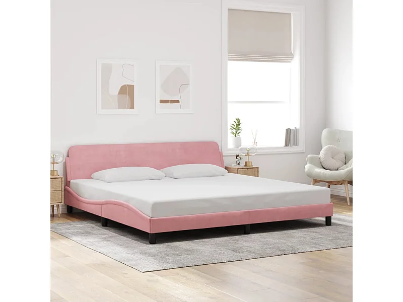 Bedframe zonder matras roze 200x200 cm fluweel