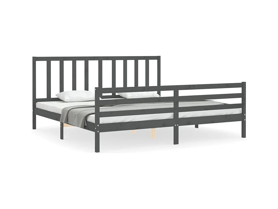 Bettgestell ohne Matratze grau 200x200 cm Kiefer Massivholz