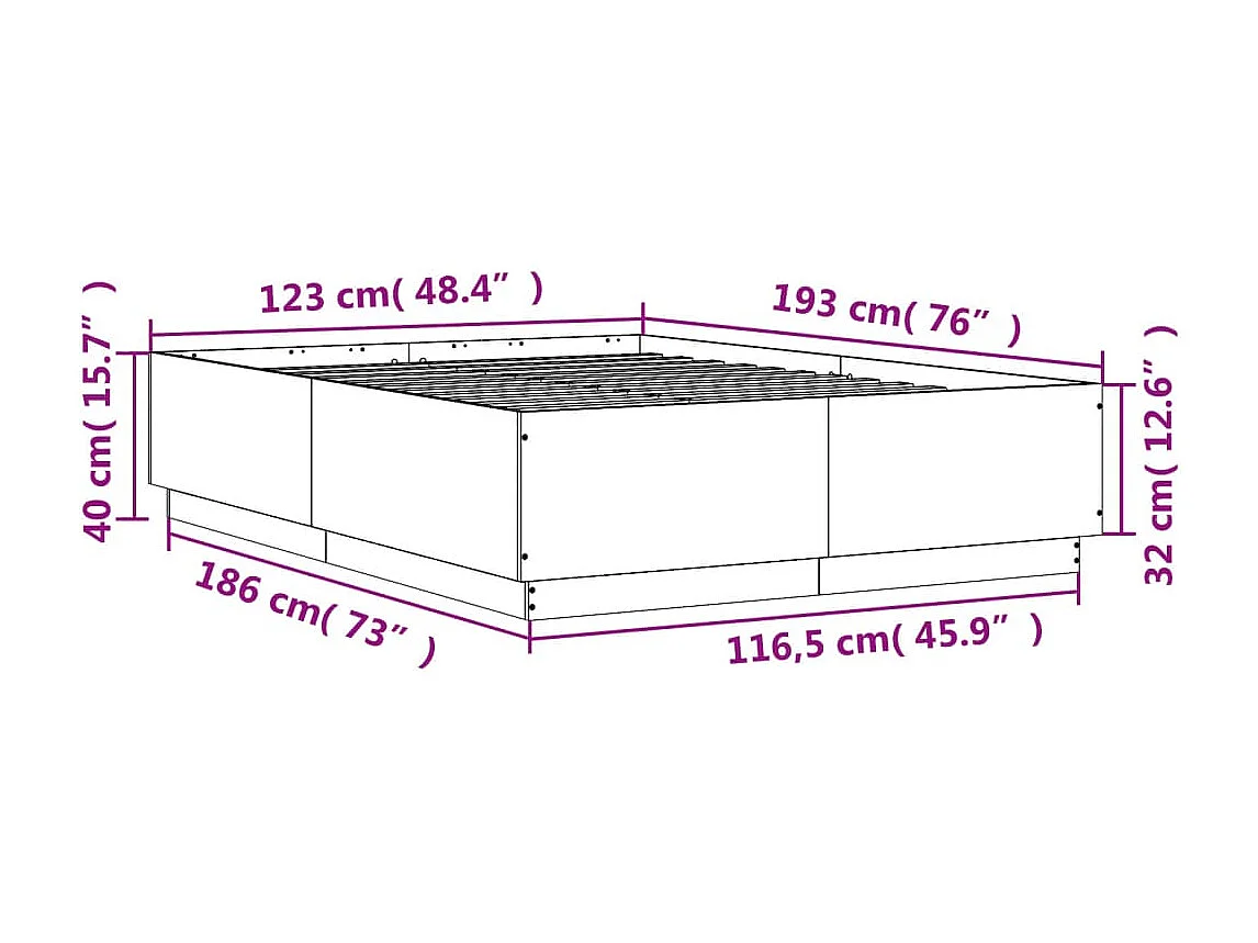 Bedframe zonder matras Sonoma eiken 120x190 cm