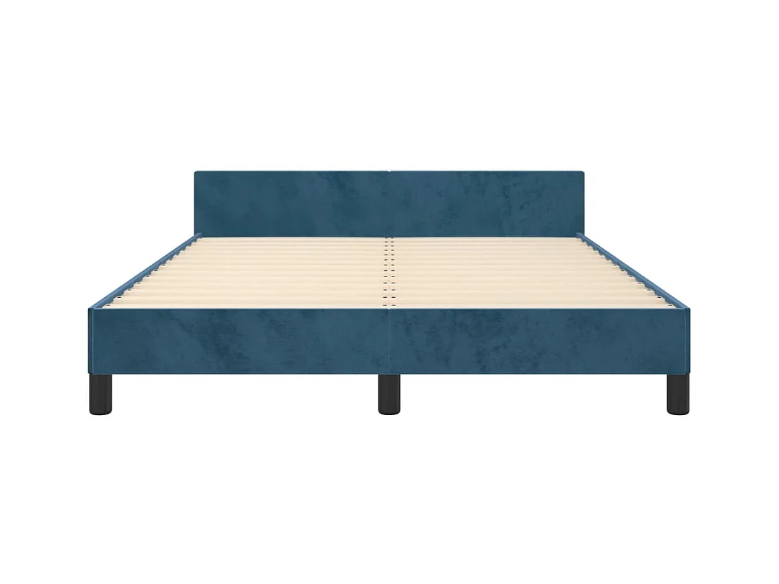 Cadre de lit sans matelas bleu foncé 140x200 cm velours