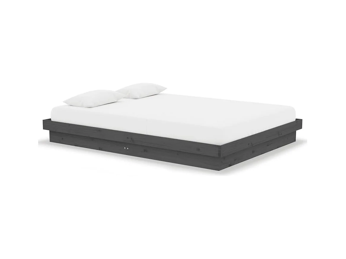 Struttura letto senza materasso in legno massello grigio