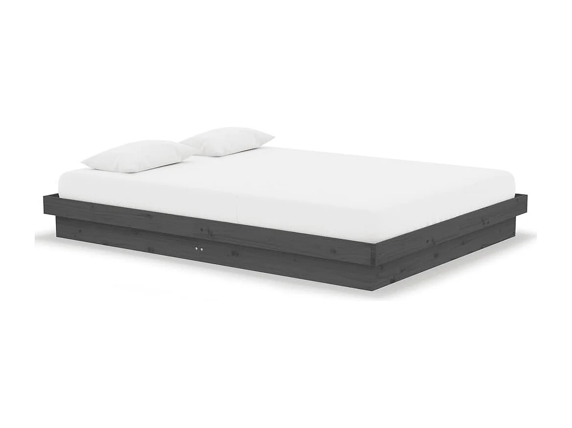 Struttura letto senza materasso in legno massello grigio