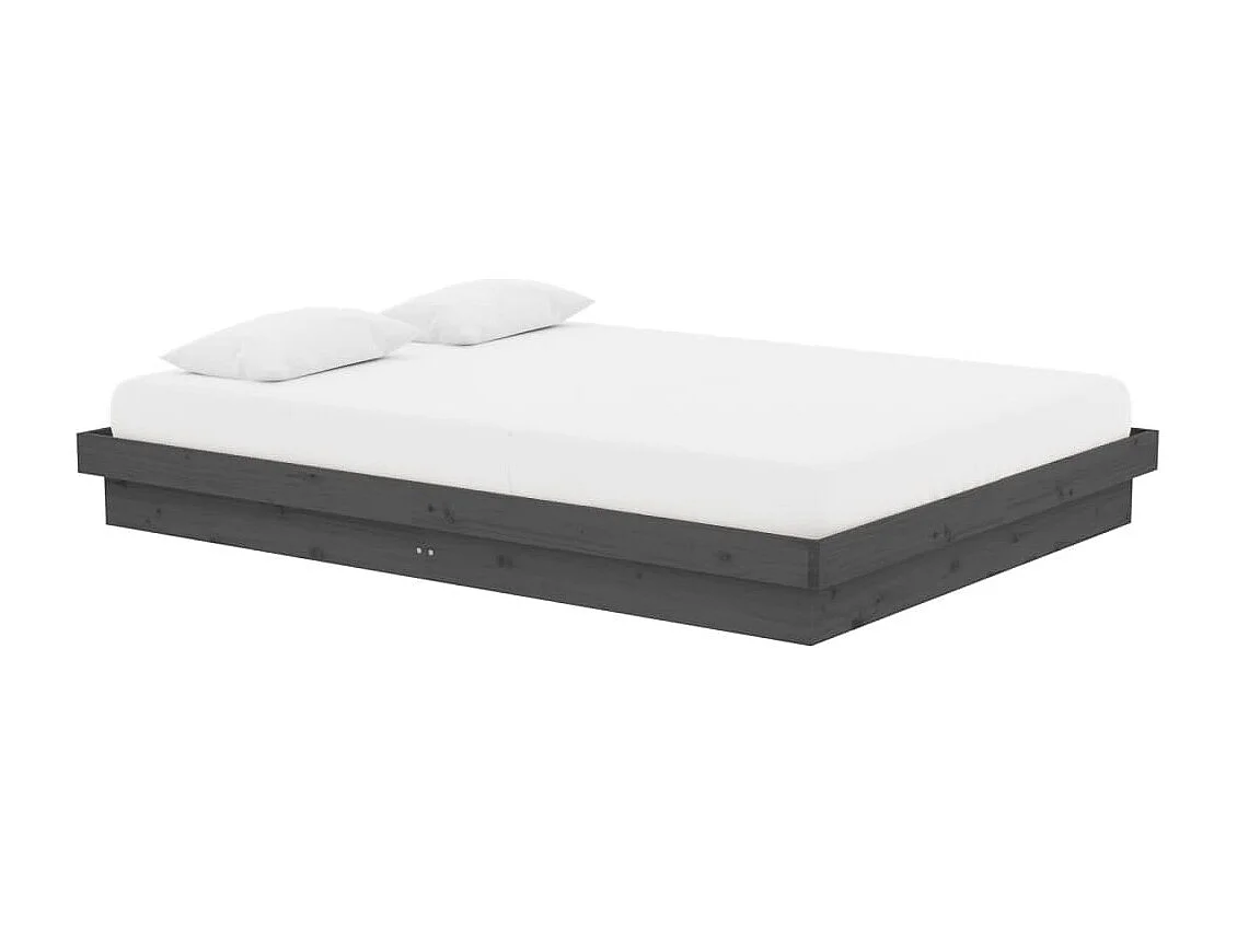 Struttura letto senza materasso in legno massello grigio
