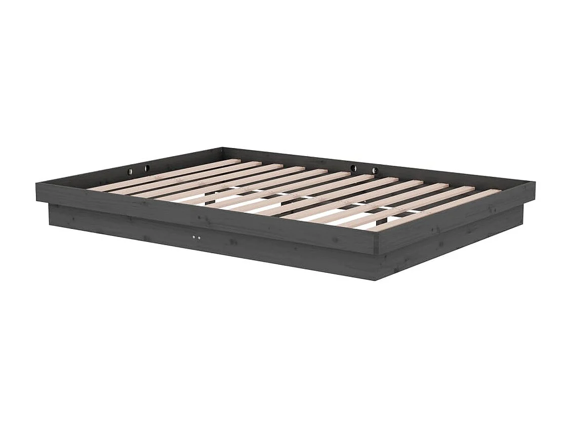 Struttura letto senza materasso in legno massello grigio