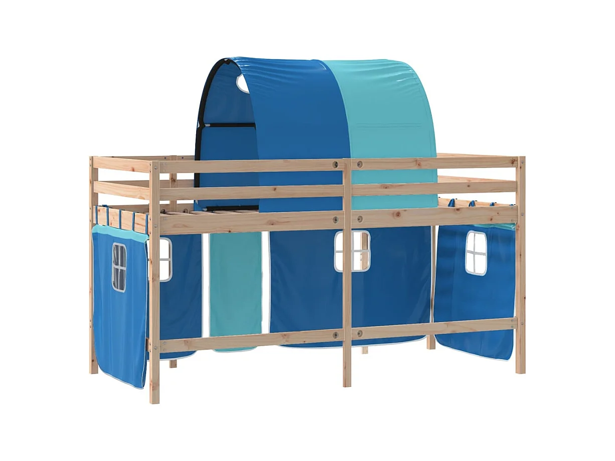Kinderhoogslaper met tunnel zonder matras blauw 90x190 cm