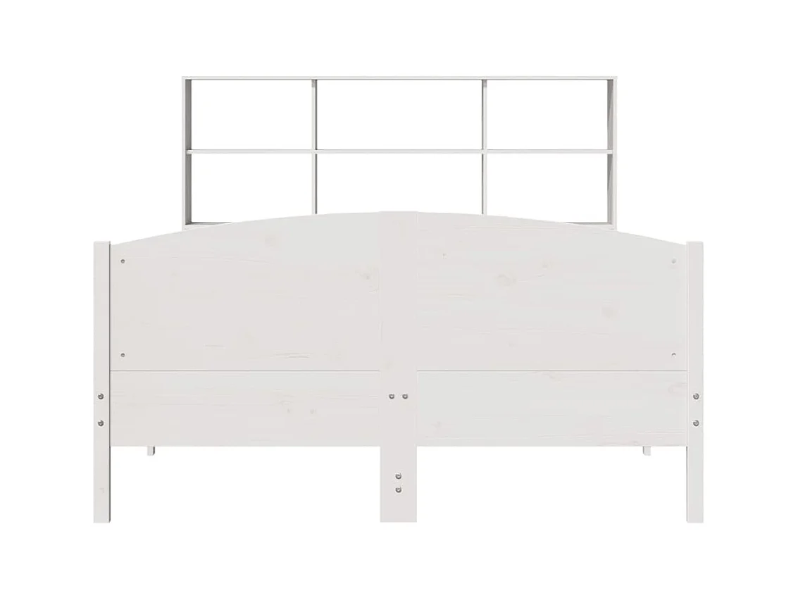 Lit bibliothèque sans matelas blanc 140x190 cm bois pin massif