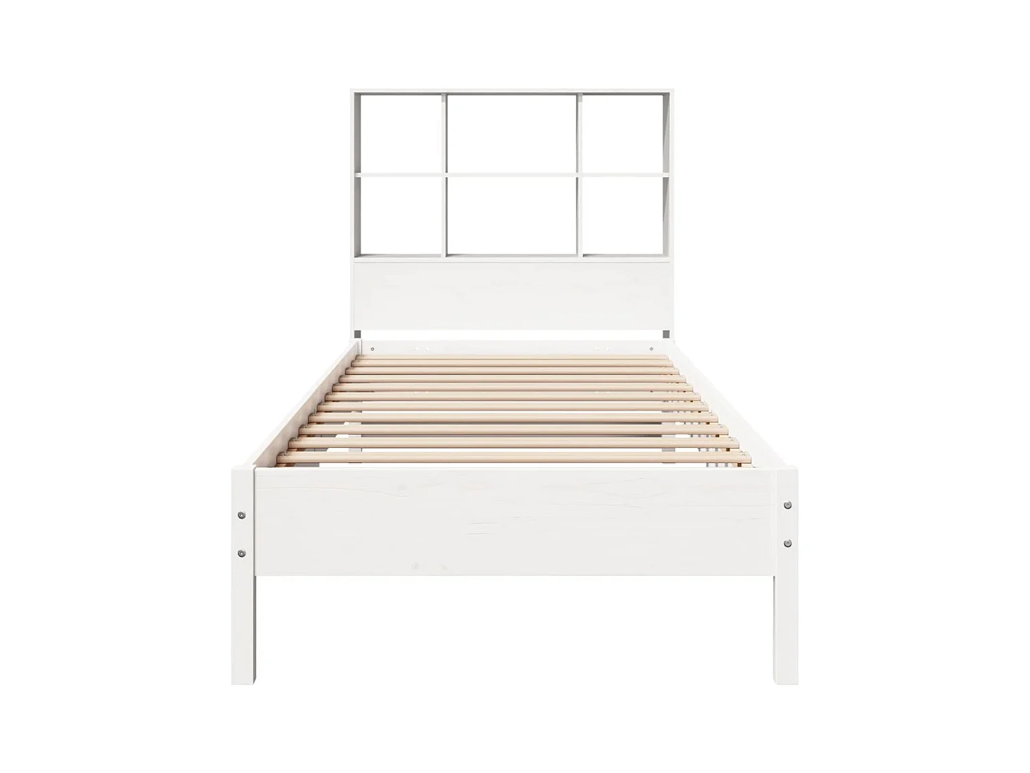 Lit bibliothèque sans matelas blanc 90x200cm bois de pin massif