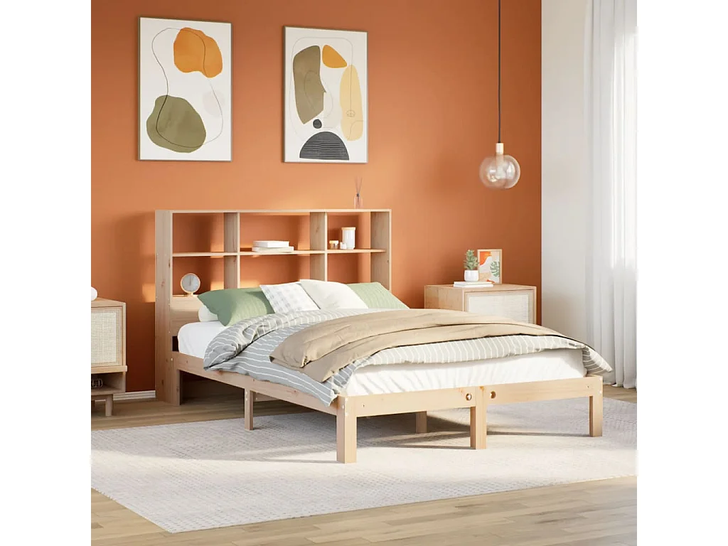 Cama biblioteca sin colchón 160x200 cm madera maciza de pino