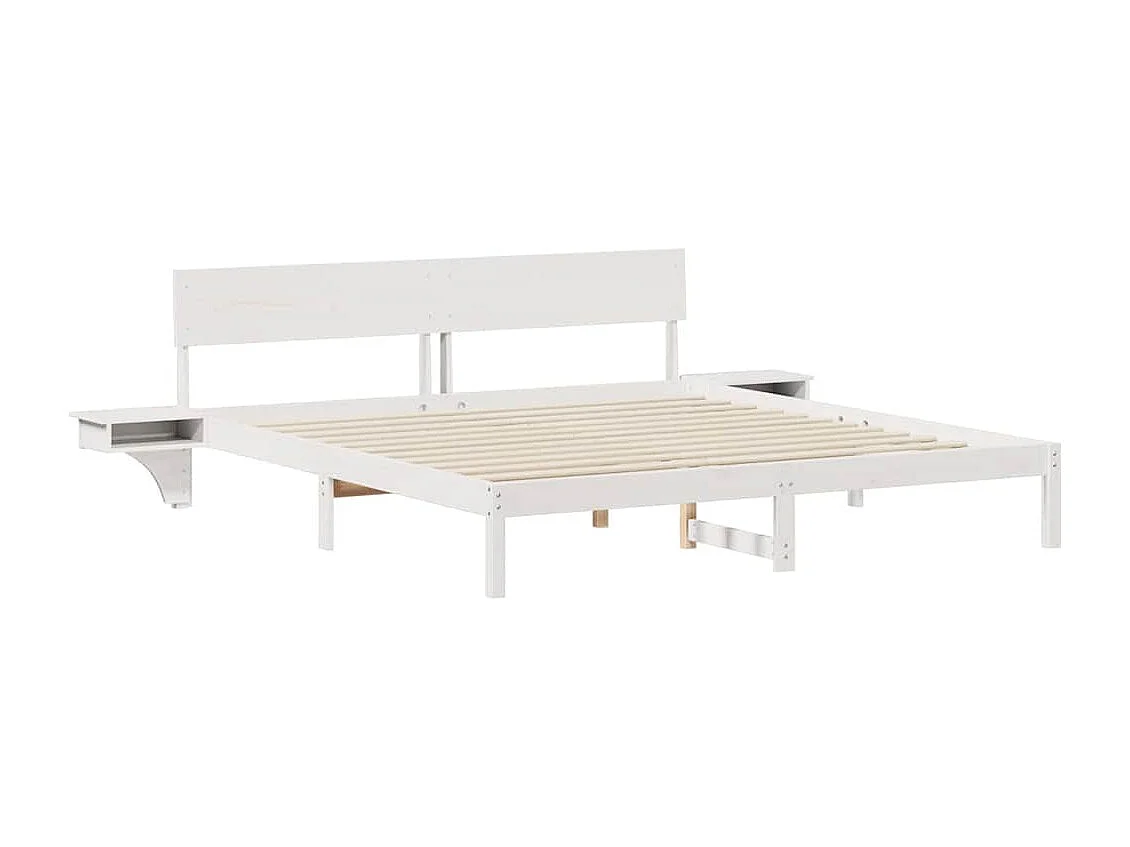 Struttura letto con testiera Bianco Legno massello di pino