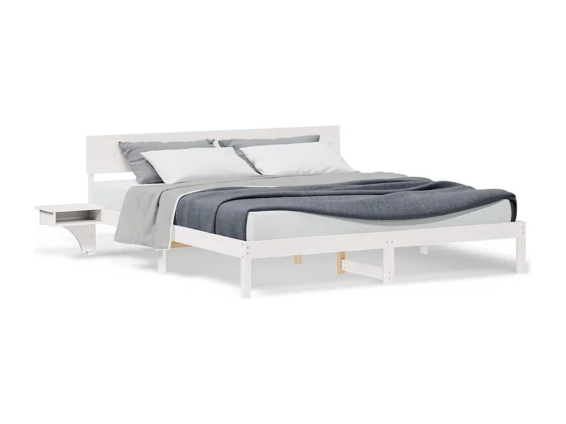 Struttura letto con testiera Bianco Legno massello di pino