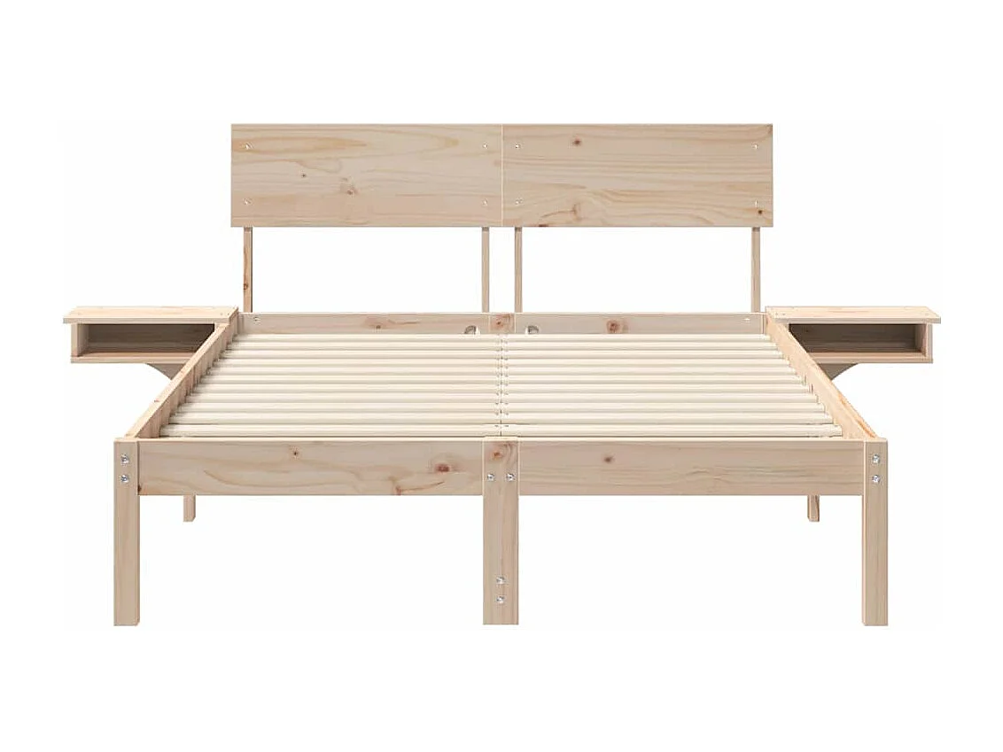 Cadre de lit avec tables de chevet Marron Bois massif en pin