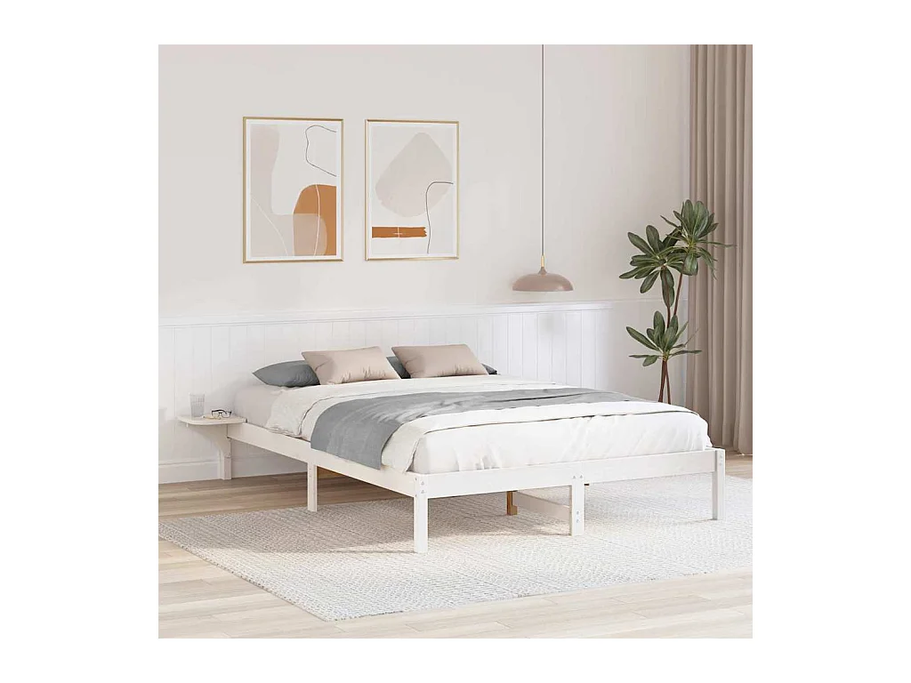 Struttura letto con comodini Bianco 140 x 200 cm Bianco