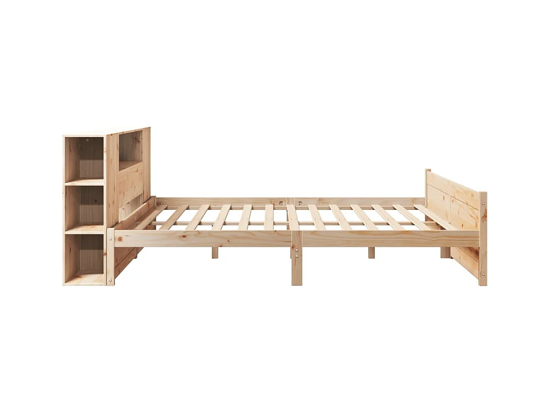 Lit bibliothèque sans matelas 180x200 cm bois massif de pin