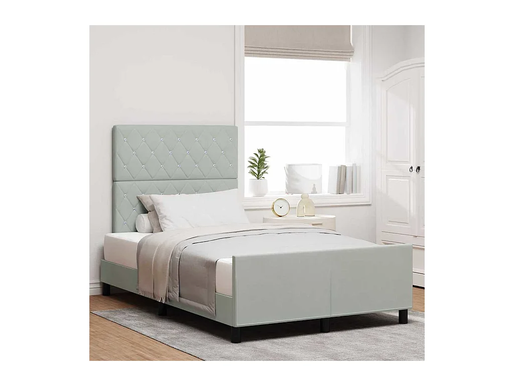 Struttura letto con testiera Grigio chiaro 120 x 190 cm Velluto