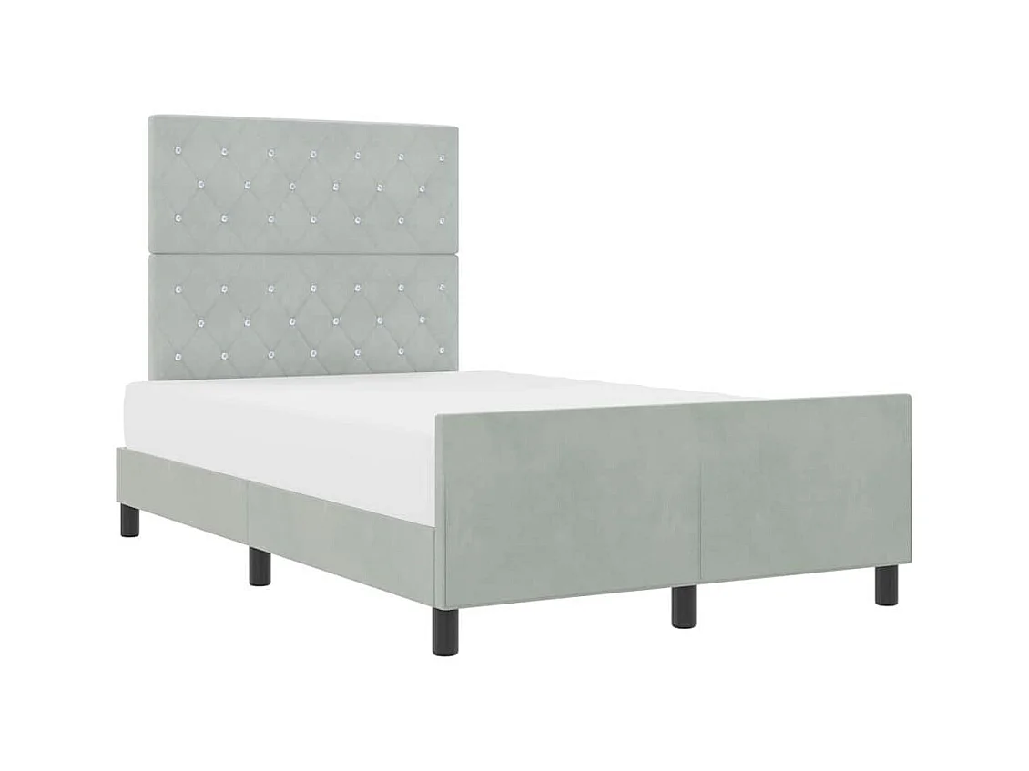Struttura letto con testiera Grigio chiaro 120 x 190 cm Velluto