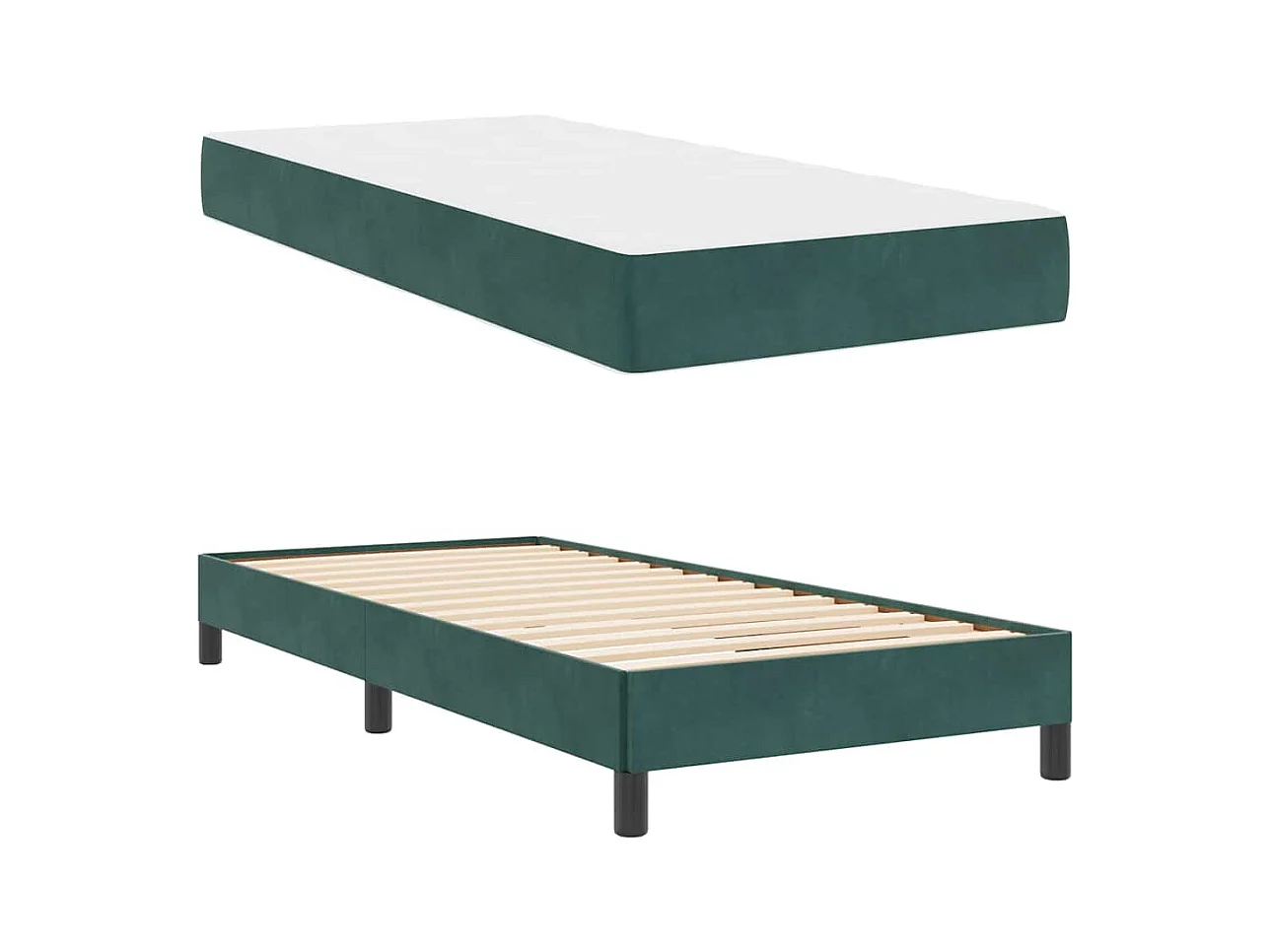 Boxspringbett mit Matratze Dunkelgrün 100 x 200 cm Samt