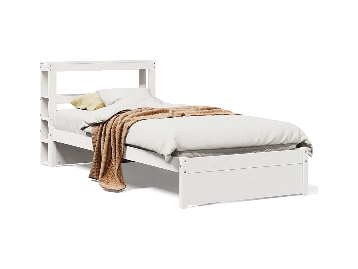 Bedframe met hoofdbord zonder matras wit 90x190 cm