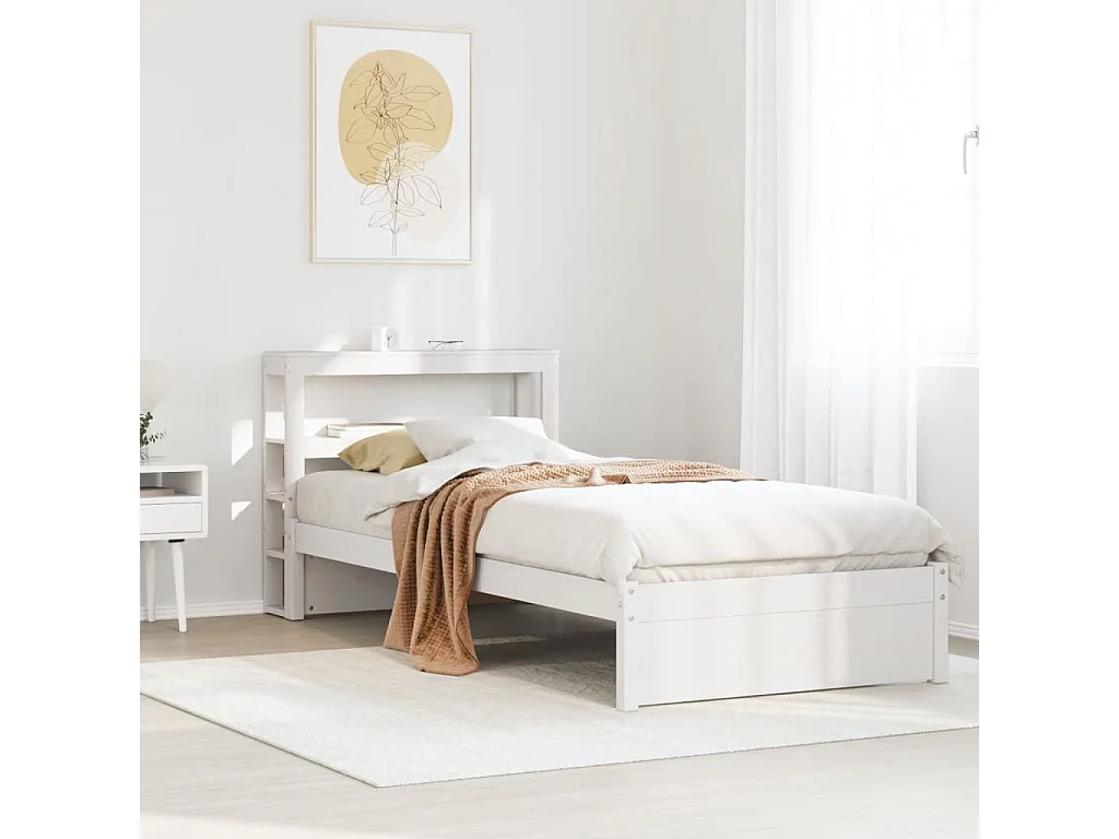 Cadre de lit avec tête de lit sans matelas blanc 90x190 cm