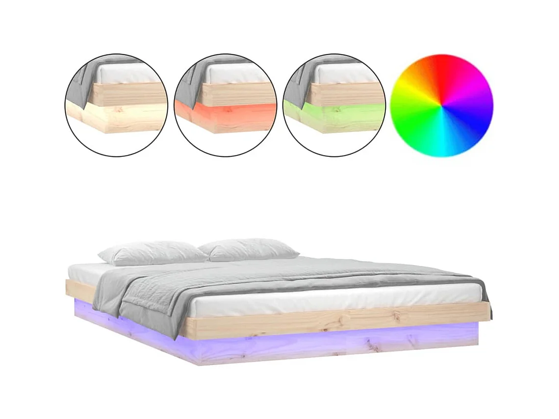 LED bedframe zonder matras massief hout