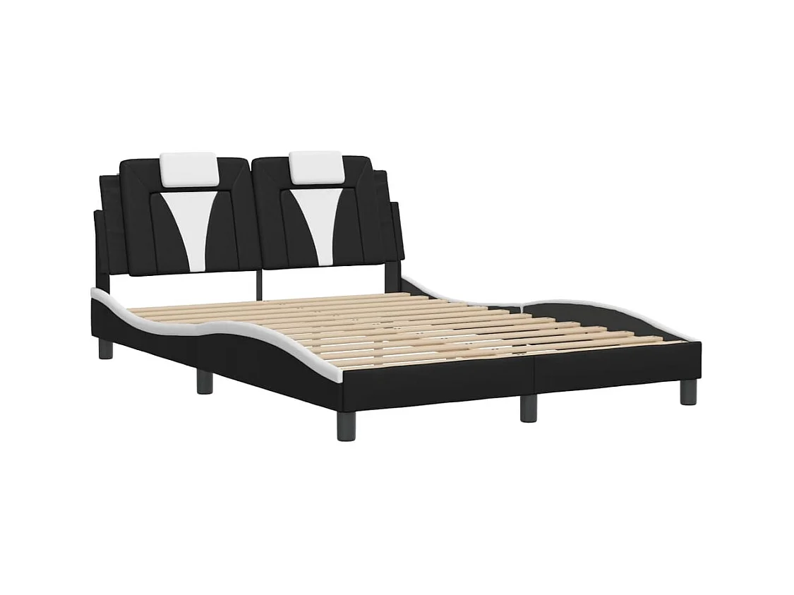 Struttura letto senza materasso nero e bianco 140x200 cm in similpelle