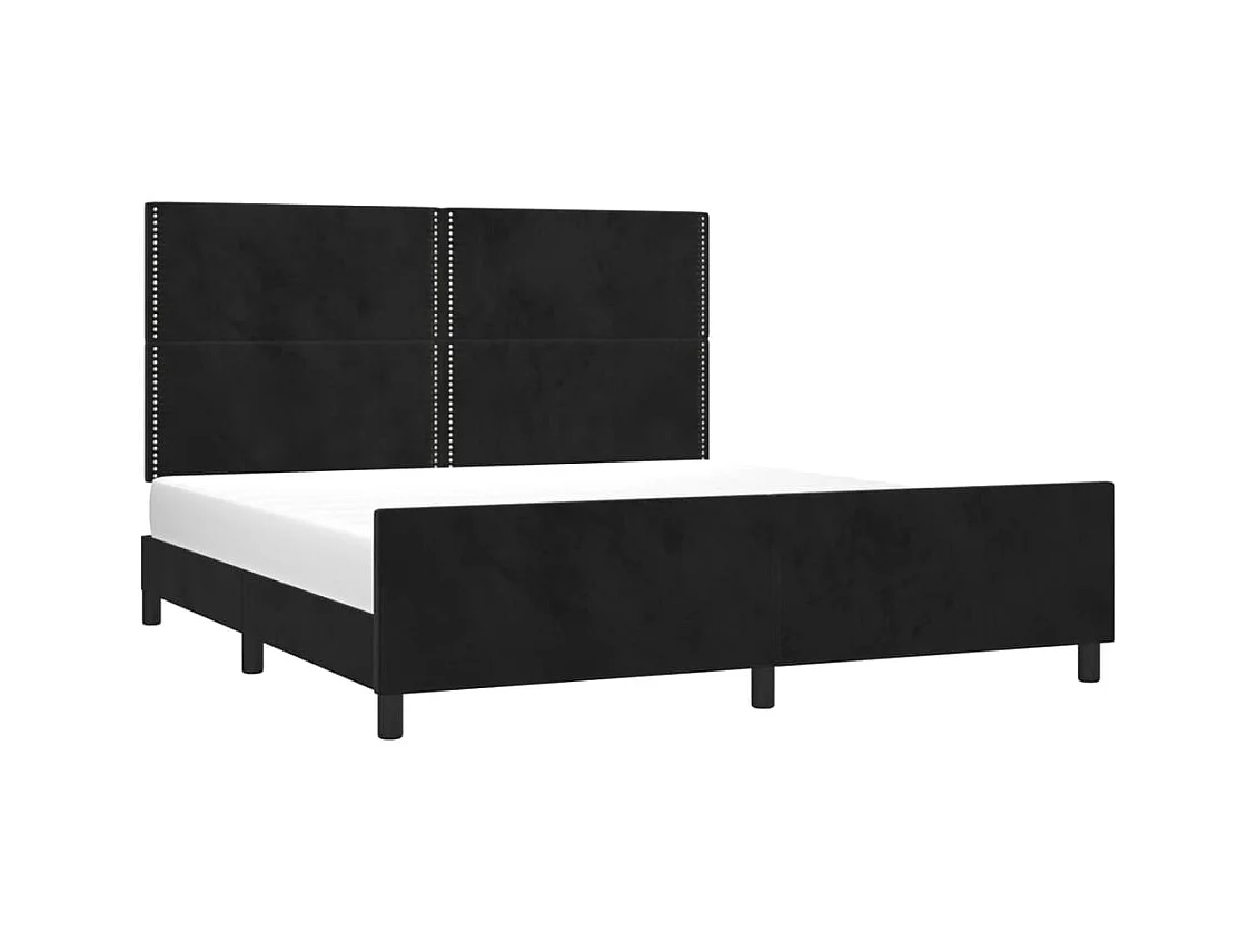 Cadre de lit sans matelas noir velours