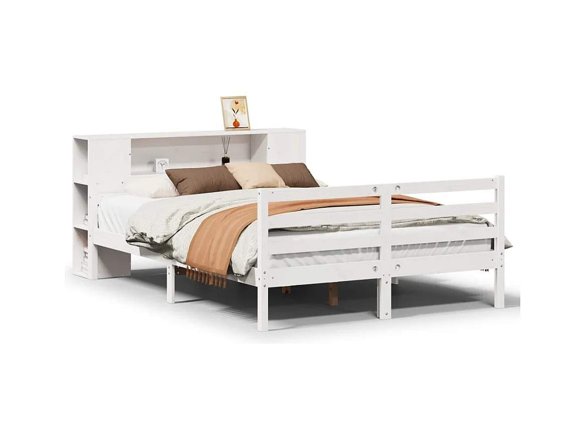 Wit boekenkastbed zonder matras 140x200 cm massief grenenhout