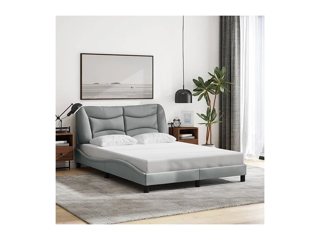 Bedframe zonder matras lichtgrijs 140x200 cm stof