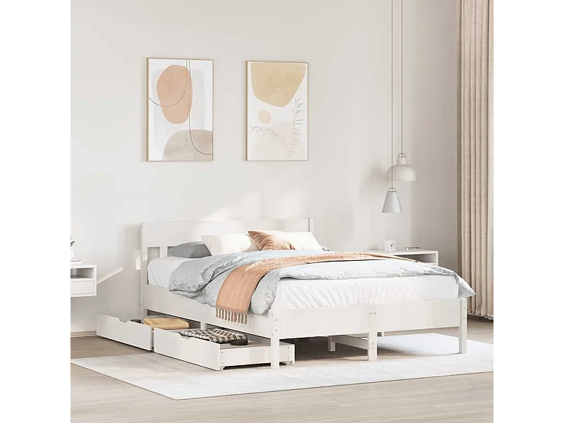 Bedframe zonder matras wit 120x190 cm massief grenenhout