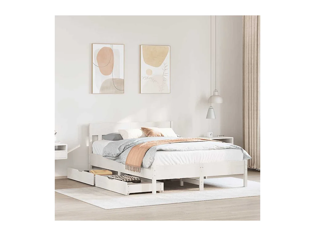 Bedframe zonder matras wit 120x190 cm massief grenenhout