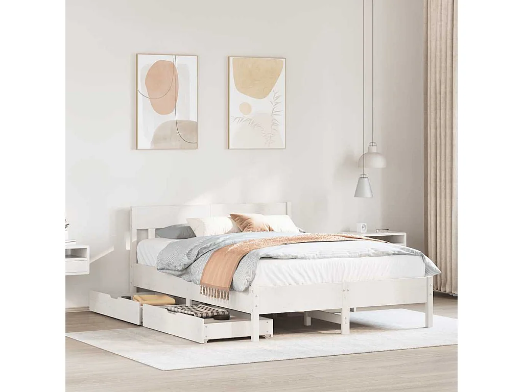 Estructura de cama sin colchón blanco 120x190 cm madera maciza de pino