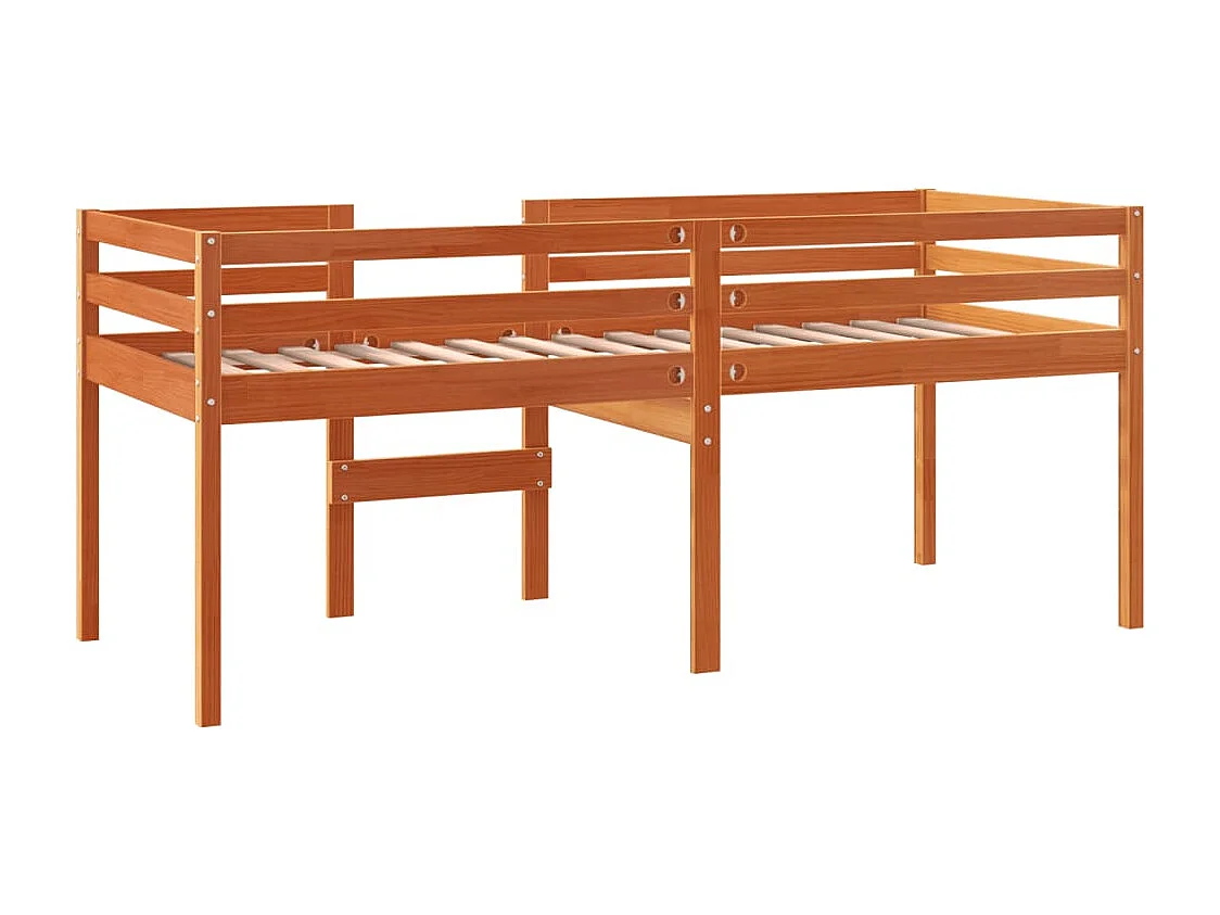 Hoogslaper zonder matras bruin gewaxt 90x200 cm massief hout