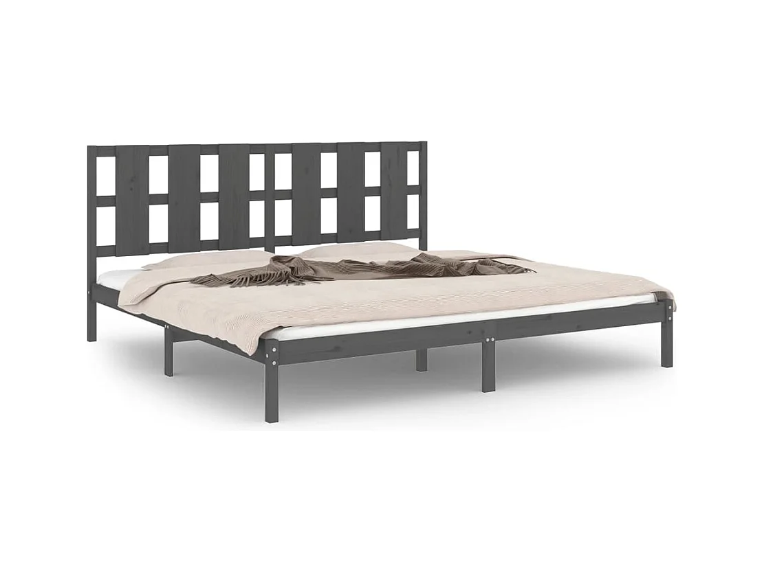 Estructura de cama sin colchón gris 200x200 cm madera maciza de pino
