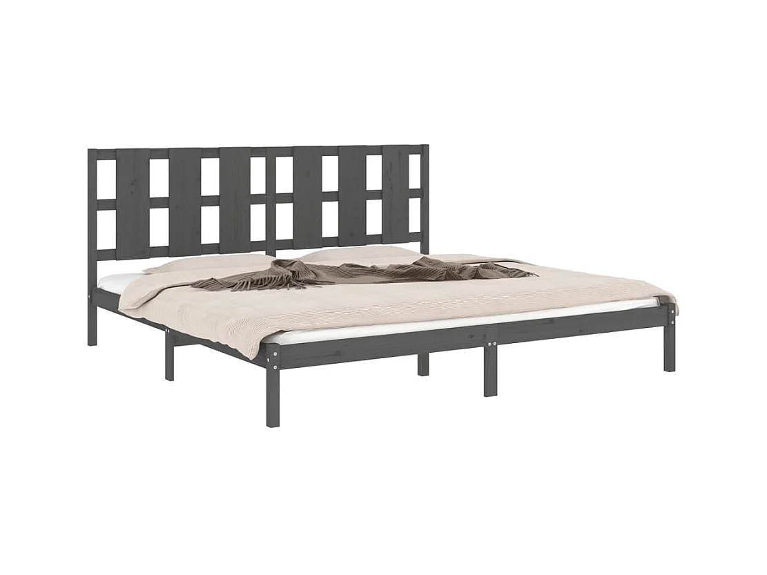 Estructura de cama sin colchón gris 200x200 cm madera maciza de pino