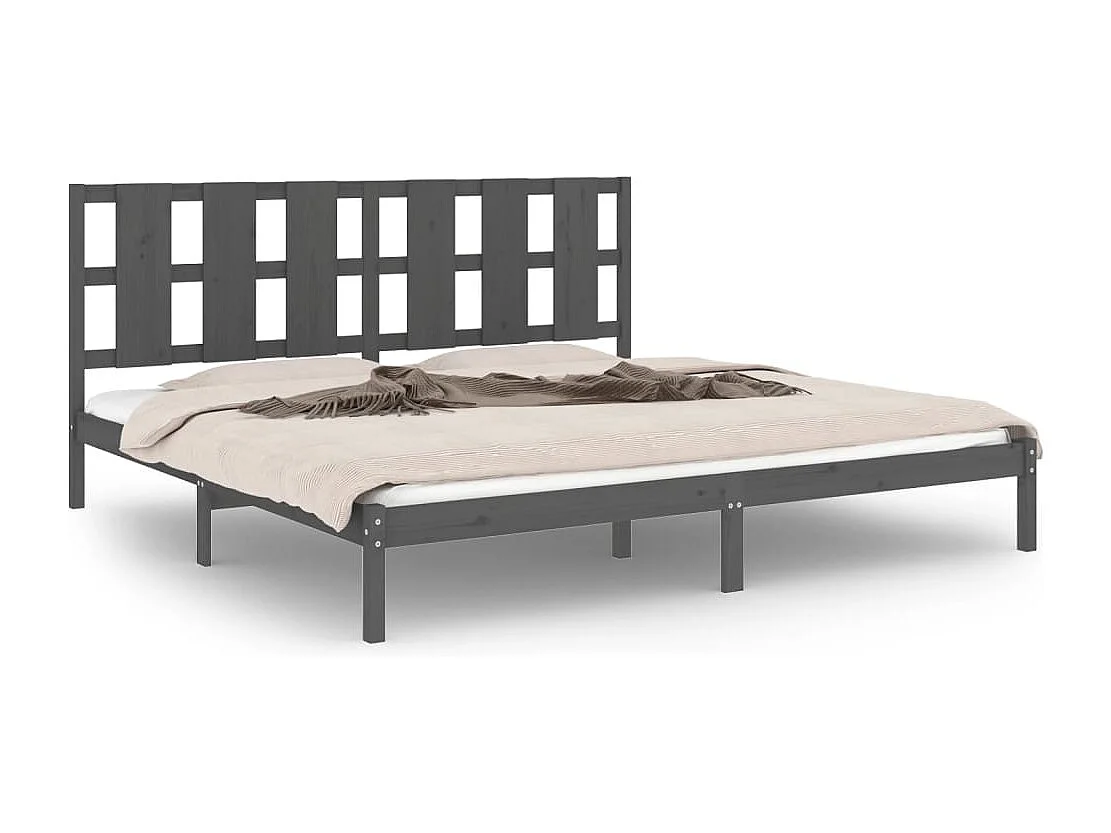 Bedframe zonder matras grijs 200x200 cm massief grenenhout