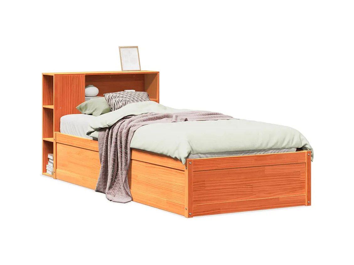 Bedframe zonder matras, bruine was, 100x200cm, massief grenenhout