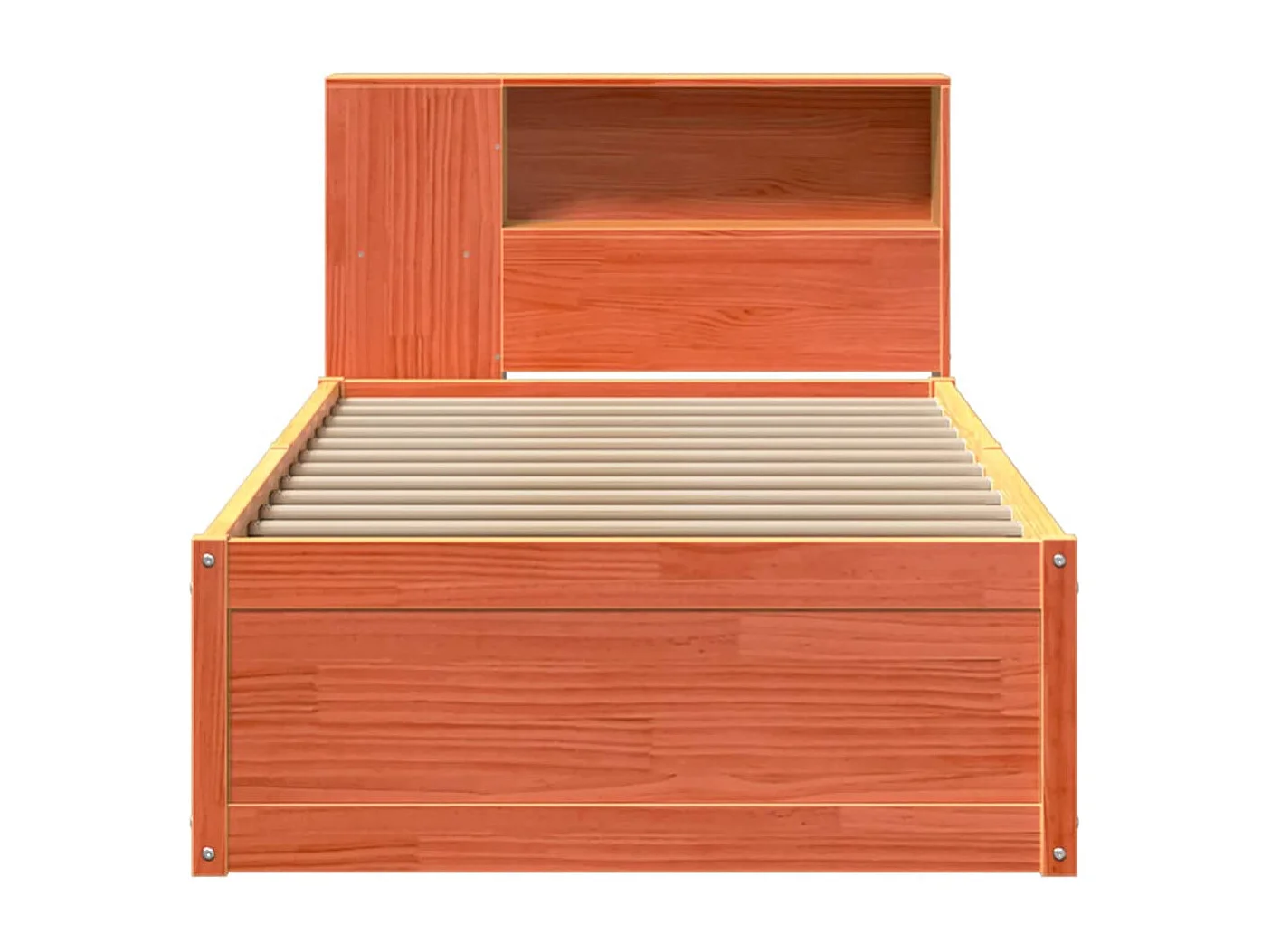 Struttura letto senza materasso, cera marrone, 100x200cm, legno massello di pino