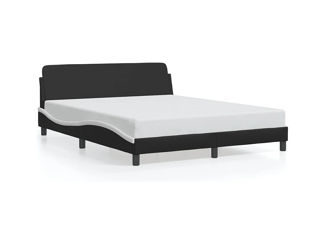 Struttura letto senza materasso nero e bianco 160x200 cm in similpelle