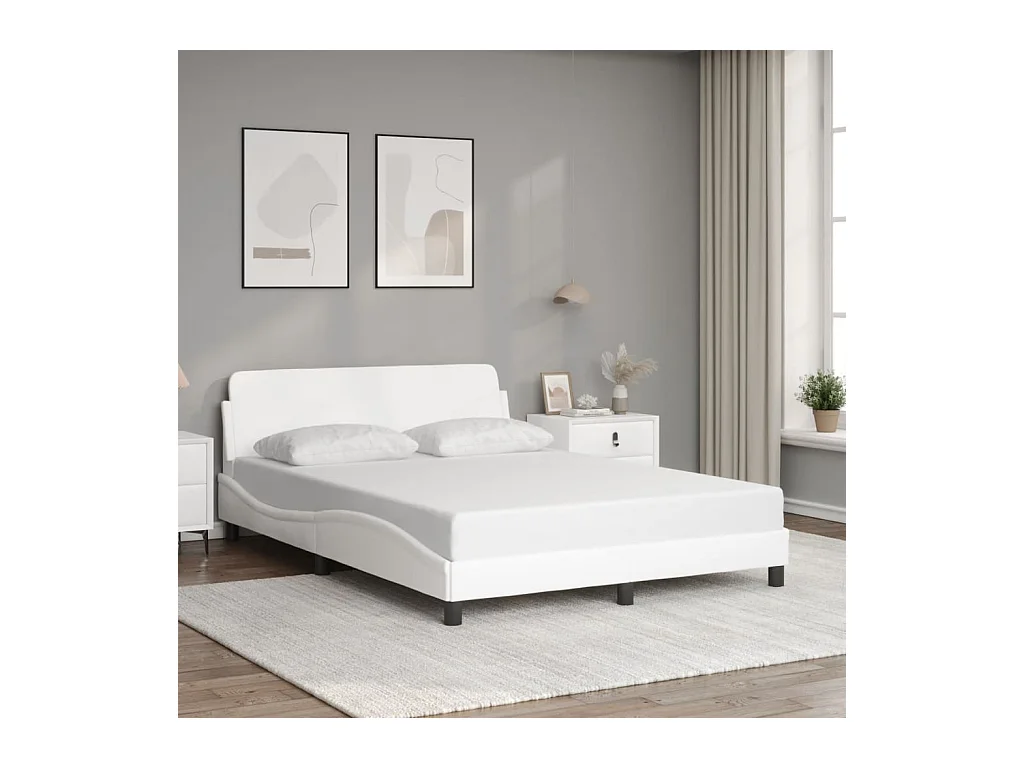 Estructura de cama sin colchón blanco 140x190 cm símil piel