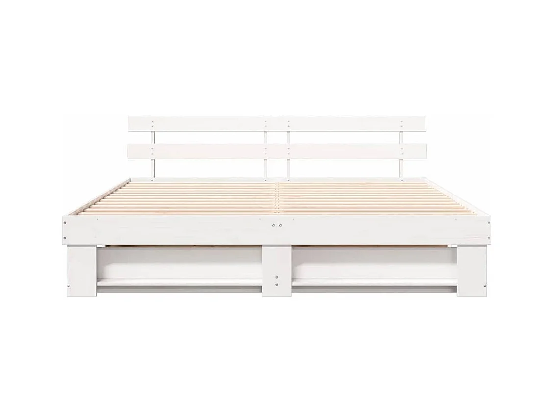 Struttura letto bianca 200 x 200 cm in legno massello di pino