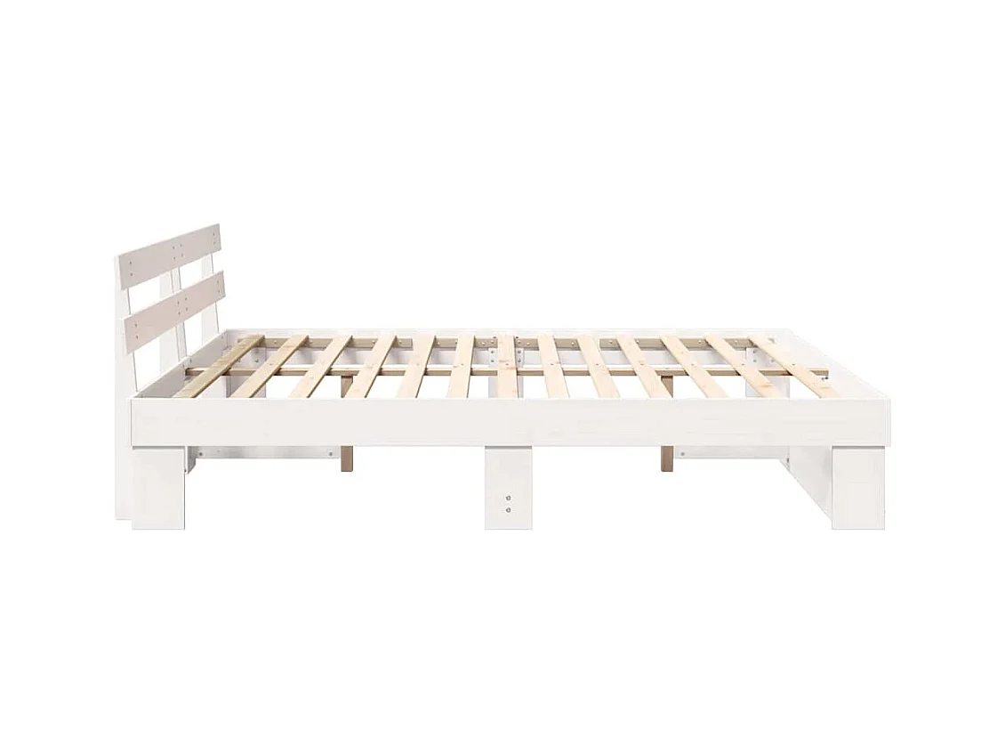 Struttura letto bianca 200 x 200 cm in legno massello di pino