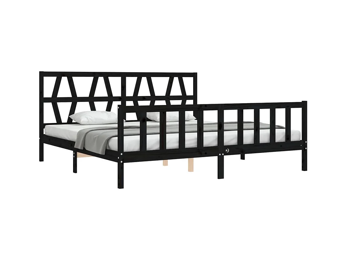 Struttura letto senza materasso nero 200x200 cm in legno massello di pino