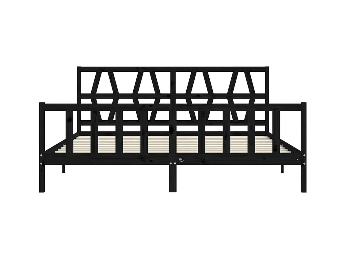 Struttura letto senza materasso nero 200x200 cm in legno massello di pino