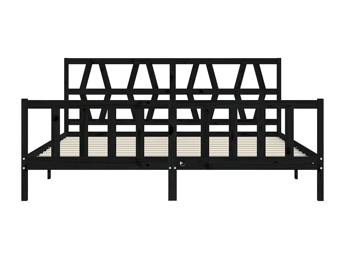 Cadre de lit sans matelas noir 200x200 cm bois massif de pin